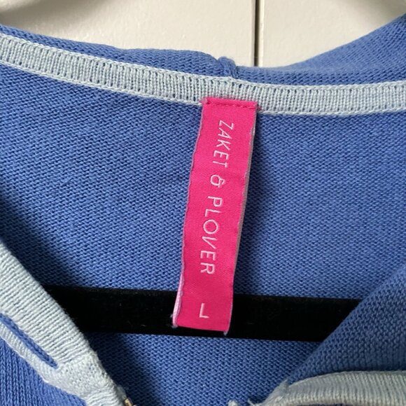 Zaket & Plover Wishes Come True Hoodie Womens L Blue Knit Full Zip Sweater - Picture 8 of 8